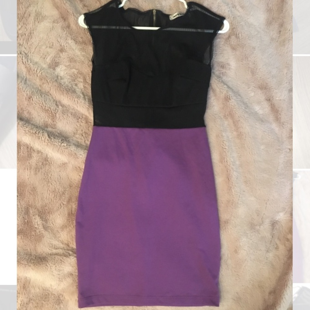 Purple and black mesh bodycon